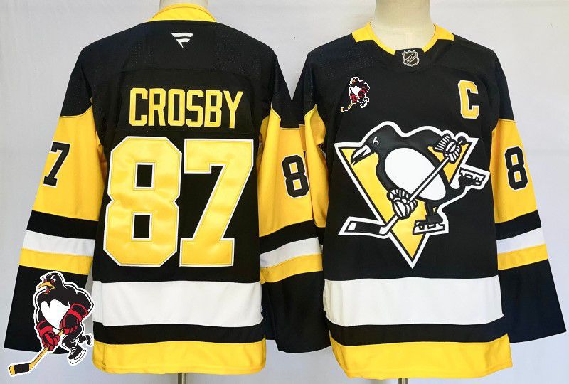 Men Pittsburgh Penguins #87 Crosby Black Fanatics 2025 NHL Jersey style 1